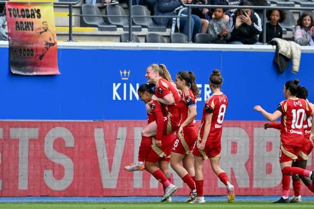 CUP FINAL STANDARD VS RSC ANDERLECHT Mariam Abdulai Toloba (7) of Standard pictured celebrating with teammates after scoring the 0-1 goal during a female soccer game between Standard Femina de Liege and RSC Anderlecht in the Belgian Cup Final competition , on Monday 21 April 2025 in Leuven , BELGIUM . PHOTO SPORTPIX Sevil Oktem Leuven BELGIUM  Copyright: xSevilxOktemx 20250421DC2_9963