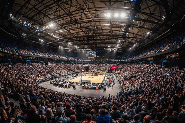 Basketball Men Season 2024 2025 easyCredit Basketball Bundesliga Veolia Towers Hamburg vs FC Bayern Basketball 20 04 2025 Arena Totale Hamburg Barclaysarena Hamburg Germany