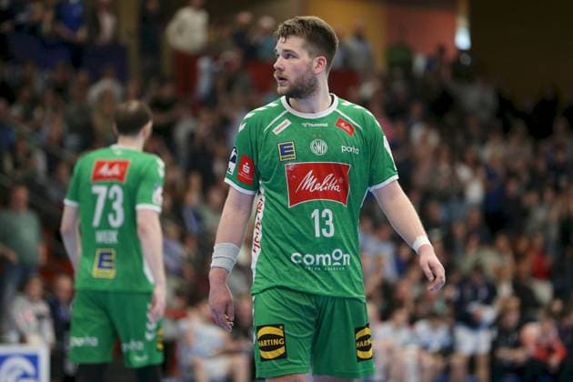 21 04 2025, Men, Handball, Season 2024 2025, 2 Handball Bundesliga, 28 Matchday TV Grosswallstadt TSV GWD Minden Alexander Weck 73, GWD Minden , Ian Weber 13, GWD Minden Elsenfeld Untermainhalle Bayern Germany