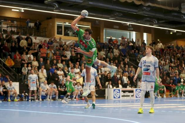 21 04 2025, Men, Handball, Season 2024 2025, 2 Handball Bundesliga, 28 Matchday TV Grosswallstadt TSV GWD Minden Carles Asensio Cambra 39, GWD Minden Elsenfeld Untermainhalle Bayern Germany