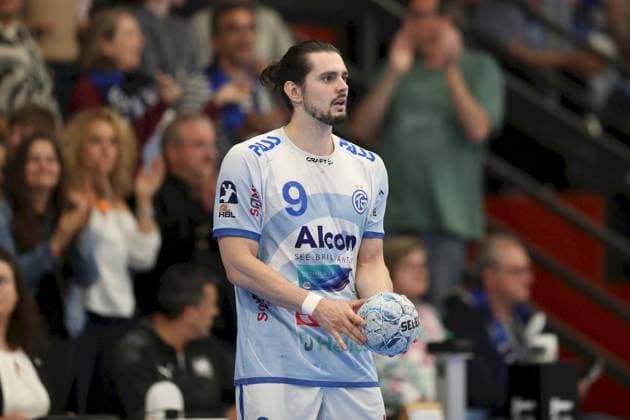 21 04 2025, Men, Handball, Season 2024 2025, 2 Handball Bundesliga, 28 Matchday TV Grosswallstadt TSV GWD Minden Yessine Meddeb 9, TV Grosswallstadt Elsenfeld Untermainhalle Bayern Germany