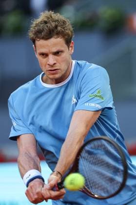 April 21, 2025, Madrid, Madrid, SPAIN: Yannick Hanfmann of Germany in action Hugo Gaston of France during the Mutua Madrid Open 2025, ATP, Tennis Herren Masters 1000 and WTA, Tennis Damen 1000, tennis tournament celebrated at Caja Magica on April 21, 2025 in Madrid, Spain. Madrid SPAIN - ZUMAa181 20250421_zaa_a181_222 Copyright: xIrinaxR.xHipolitox