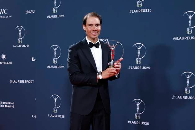 April 21, 2025, Madrid, Madrid, SPAIN: Rafael Nadal poses with the award during the Laureus World Sports Awards Madrid 2025 at Palacio de Cibeles April 21, 2025 in Madrid, Spain. Madrid SPAIN - ZUMAa181 20250421_zaa_a181_400 Copyright: xDennisxAgyemanx