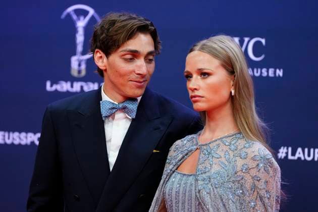 2025 Laureus World Awards Madrid - Red Carpet Mondo Duplantis Swedish-American pole vaulter and Desire Inglander Swedish model and content creator attend the 2025 Laureus World Sport Awards red carpet at Palacio De Cibeles on April 21, 2025 in Madrid, Spain. Madrid Spain  Copyright: xJosexBretonx originalFilename:bretonhernandez-2025laur250421_npGTY.jpg