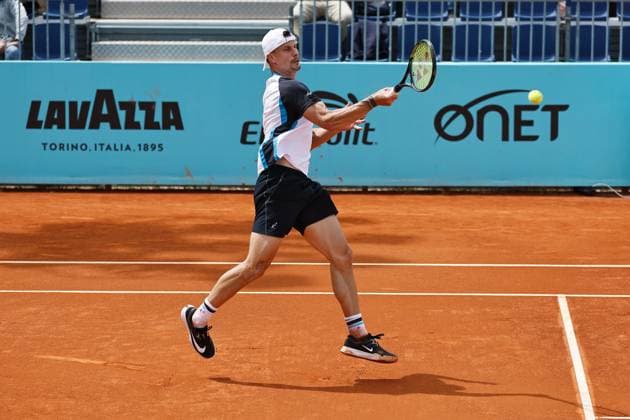 Marton Fucsovics (HUN), APRIL 21, 2025 - Tennis : Fucsovics during singles qualifying 1st round match against Borna Gojo on the ATP, Tennis Herren tour Masters 1000 tournaments Mutua Madrid Open tennis tournament at the Caja Magica in Madrid, Spain. Noxthirdxpartyxsales  (288331044)