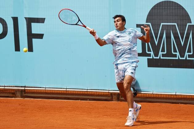 Roman Andres Burruchaga (ARG), APRIL 21, 2025 - Tennis : Burruchaga during singles qualifying 1st round match against Vit Kopriva on the ATP, Tennis Herren tour Masters 1000 tournaments Mutua Madrid Open tennis tournament at the Caja Magica in Madrid, Spain. Noxthirdxpartyxsales  (288331288)