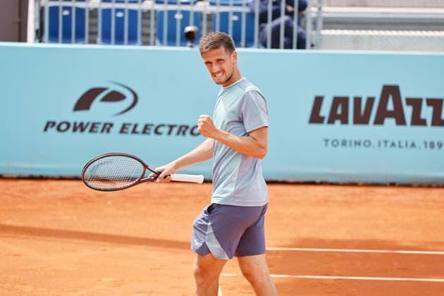 Vit Kopriva (CZE), APRIL 21, 2025 - Tennis : Kopriva celebrate after point during singles qualifying 1st round match against Burruchaga on the ATP, Tennis Herren tour Masters 1000 tournaments Mutua Madrid Open tennis tournament at the Caja Magica in Madrid, Spain. Noxthirdxpartyxsales  (288331457)