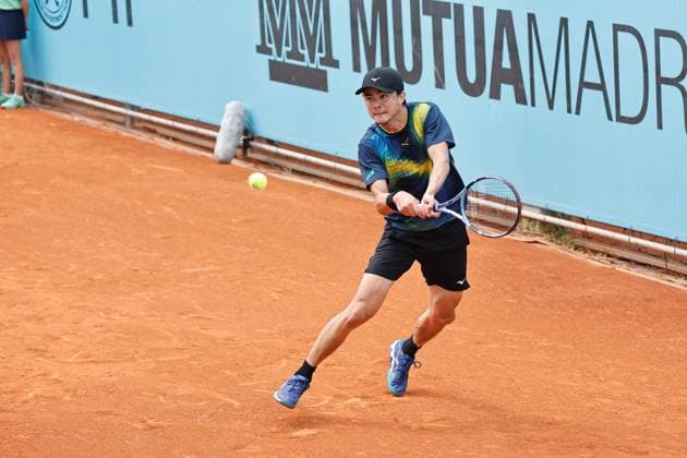 Taro Daniel (JPN), APRIL 21, 2025 - Tennis : Taro Daniel during singles qualifying 1st round match against Royer on the ATP, Tennis Herren tour Masters 1000 tournaments Mutua Madrid Open tennis tournament at the Caja Magica in Madrid, Spain. Noxthirdxpartyxsales  (288331737)