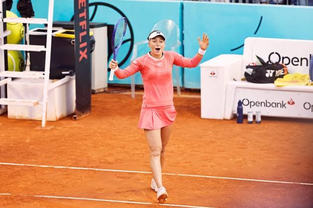Teodora Kostovic (SRB), APRIL 21, 2025 - Tennis : Kostovic celebrate after winning singles qualifying 1st round match against Elena-Gabriela Ruse on the WTA, Tennis Damen tour 1000 tournaments Mutua Madrid Open tennis tournament at the Caja Magica in Madrid, Spain. Noxthirdxpartyxsales  (288332751)