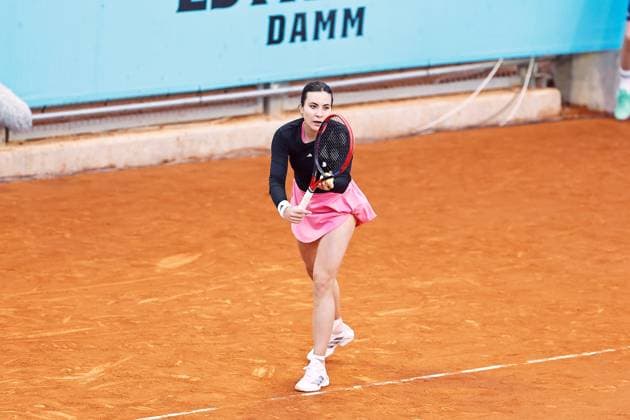 Elena-Gabriela Ruse (ROU), APRIL 21, 2025 - Tennis : Ruse during singles qualifying 1st round match against Kostovic on the WTA, Tennis Damen tour 1000 tournaments Mutua Madrid Open tennis tournament at the Caja Magica in Madrid, Spain. Noxthirdxpartyxsales  (288332800)