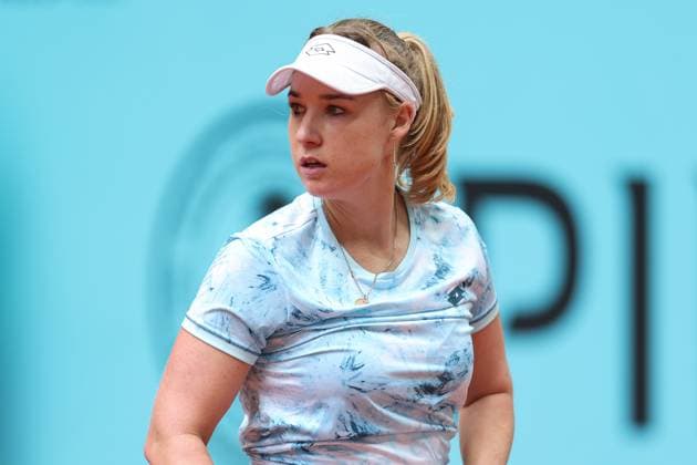 April 22, 2025, Madrid, Madrid, SPAIN: Anna Blinkova of Rusia gestures against Kaitlin Quevedo of Spain during the Mutua Madrid Open 2025, ATP, Tennis Herren Masters 1000 and WTA, Tennis Damen 1000, tennis tournament celebrated at Caja Magica on April 22, 2025 in Madrid, Spain. Madrid SPAIN - ZUMAa181 20250422_zaa_a181_043 Copyright: xIrinaxR.xHipolitox