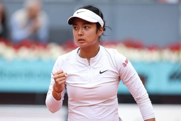April 22, 2025, Madrid, Madrid, SPAIN: Alexandra Eala of Philippines celebrates a point against Viktoriya Tomova of Bulgaria during the Mutua Madrid Open 2025, ATP, Tennis Herren Masters 1000 and WTA, Tennis Damen 1000, tennis tournament celebrated at Caja Magica on April 22, 2025 in Madrid, Spain. Madrid SPAIN - ZUMAa181 20250422_zaa_a181_062 Copyright: xIrinaxR.xHipolitox