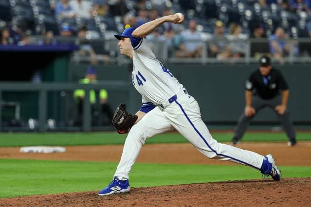 MLB, Baseball Herren, USA 2025: Rockies Vs Royals APR 22 April 22, 2025: Kansas City Royals relief pitcher Daniel Lynch IV (41) pitches against the Colorado Rockies during the eleventh inning at Kauffman Stadium in Kansas City, MO. David Smith CSM (Credit Image: Â David Smith Cal Media) Kansas City Mo United States of America EDITORIAL USE ONLY Copyright: xx ZUMA-20250422_zma_c04_025.jpg DavidxSmithx csmphotothree377695