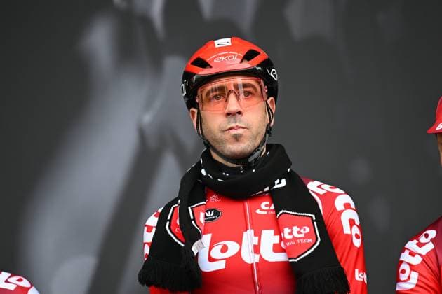 La Fleche Wallonne 2025 cycling race HUY, BELGIUM - APRIL 23 : Sepulveda Eduardo (ARG) of Lotto on stage before the start of the race during the Men Elite UCI 1.Pro 89th A.S.O. La Fleche Wallonne cycling race with start in Ciney and finish in Huy (205,2 km) on April 23, 2025 in Huy, Belgium, 23 04 2025 ( Motordriver Guy De Vuyst & Huy Belgium  Copyright: xTomasxSiskx