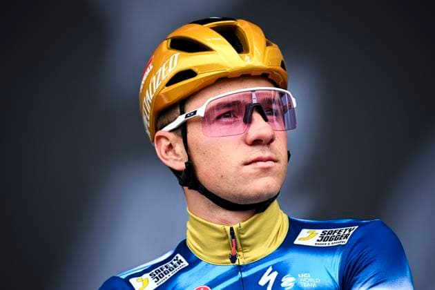 La Fleche Wallonne 2025 cycling race HUY, BELGIUM - APRIL 23 : Evenepoel Remco (BEL) of Soudal - Quick Step on stage before the start of the race during the Men Elite UCI 1.Pro 89th A.S.O. La Fleche Wallonne cycling race with start in Ciney and finish in Huy (205,2 km) on April 23, 2025 in Huy, Belgium, 23 04 2025 ( Motordriver Guy De Vuyst & Huy Belgium  Copyright: xTomasxSiskx