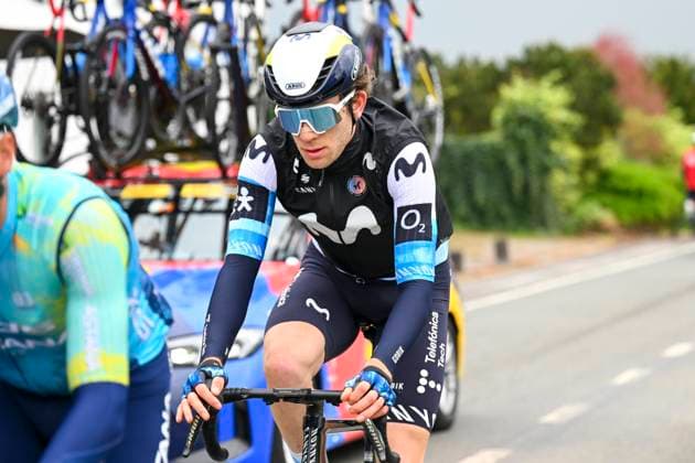 La Fleche Wallonne 2025 cycling race HUY, BELGIUM - APRIL 23 : Hessmann Michel (GER) of Movistar Team in action during the Men Elite UCI 1.Pro 89th A.S.O. La Fleche Wallonne cycling race with start in Ciney and finish in Huy (205,2 km) on April 23, 2025 in Huy, Belgium, 23 04 2025 ( Motordriver Guy De Vuyst & Huy Belgium  Copyright: xTomasxSiskx