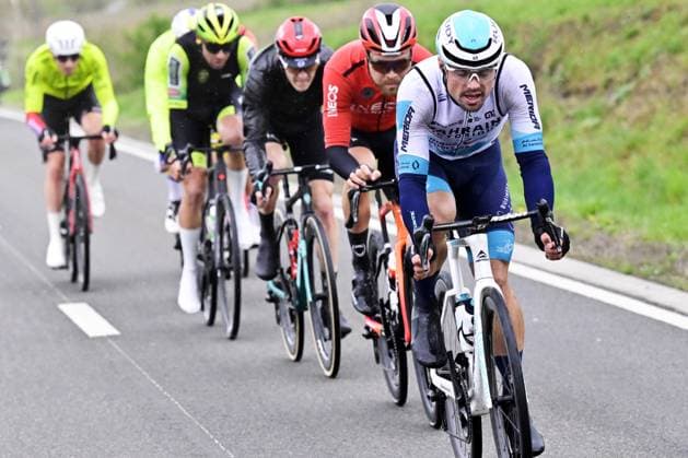 Norwegian Tobias Svendsen Foss of Ineos Grenadiers and Australian Robert Stannard of Bahrain Victorious pictured in action during the men s race of the La Fleche Wallonne , one day cycling race (Waalse Pijl - Walloon Arrow), 205,2 km from Ciney to Huy, Wednesday 23 April 2025. DIRKxWAEM  x121634021x