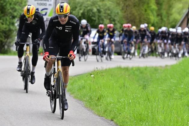 Attack of Norwegian Andreas Leknessund of Uno-X Mobility and Norwegian Fredrik Dversnes of Uno-X Mobility during the men s race of the La Fleche Wallonne , one day cycling race (Waalse Pijl - Walloon Arrow), 205,2 km from Ciney to Huy, Wednesday 23 April 2025. DIRKxWAEM  x121634512x