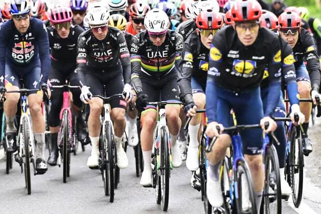 Slovenian Tadej Pogacar of UAE Team Emirates pictured in action during the men s race of the La Fleche Wallonne , one day cycling race (Waalse Pijl - Walloon Arrow), 205,2 km from Ciney to Huy, Wednesday 23 April 2025. DIRKxWAEM  x121635654x