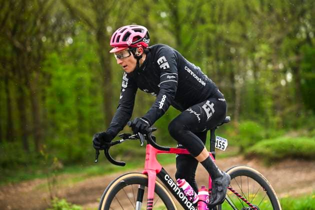 La Fleche Wallonne 2025 cycling race HUY, BELGIUM - APRIL 23 : Powless Neilson (USA) of EF Education - Easypost in action during the Men Elite UCI 1.Pro 89th A.S.O. La Fleche Wallonne cycling race with start in Ciney and finish in Huy (205,2 km) on April 23, 2025 in Huy, Belgium, 23 04 2025 ( Motordriver Guy De Vuyst & Huy Belgium  Copyright: xTomasxSiskx