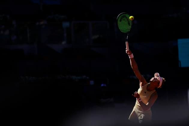 Mutua Madrid Open - Previews Katie Volynets during the match between Katie Volynets US player and Petra Kvitova Czech player of the Mutua Madrid Open 2025, ATP, Tennis Herren Masters 1000 and WTA, Tennis Damen 1000, tournament celebrates at Caja Magica on April 23, 2025 in Madrid, Spain. Madrid Spain  Copyright: xJosexBretonx originalFilename:bretonhernandez-mutuamad250423_npBng.jpg
