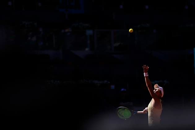 Mutua Madrid Open - Previews Katie Volynets during the match between Katie Volynets US player and Petra Kvitova Czech player of the Mutua Madrid Open 2025, ATP, Tennis Herren Masters 1000 and WTA, Tennis Damen 1000, tournament celebrates at Caja Magica on April 23, 2025 in Madrid, Spain. Madrid Spain  Copyright: xJosexBretonx originalFilename:bretonhernandez-mutuamad250423_npdXY.jpg