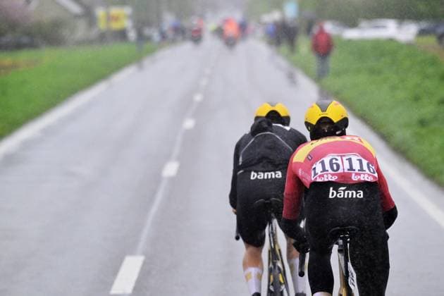 Norwegian Fredrik Dversnes of Uno-X Mobility and Norwegian Andreas Leknessund of Uno-X Mobility pictured in action during the men s race of the La Fleche Wallonne , one day cycling race (Waalse Pijl - Walloon Arrow), 205,2 km from Ciney to Huy, Wednesday 23 April 2025. DIRKxWAEM  x121636161x