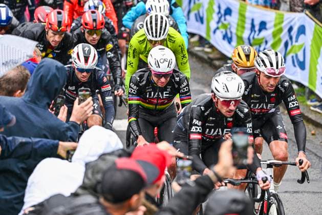 La Fleche Wallonne 2025 cycling race HUY, BELGIUM - APRIL 22 : Pogacar Tadej (SLO) of UAE Team Emirates - XRG in action during the Men Elite UCI 1.Pro 89th A.S.O. La Fleche Wallonne cycling race with start in Ciney and finish in Huy (205,2 km) on April 22, 2025 in Huy, Belgium, 22 04 2025 Huy Belgium  Copyright: xVincentxKalutx