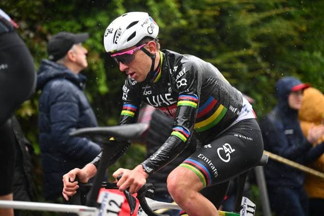 La Fleche Wallonne 2025 cycling race HUY, BELGIUM - APRIL 23 : Pogacar Tadej (SLO) of UAE Team Emirates - XRG in action during the Men Elite UCI 1.Pro 89th A.S.O. La Fleche Wallonne cycling race with start in Ciney and finish in Huy (205,2 km) on April 23, 2025 in Huy, Belgium, 23 04 2025 ( Motordriver Guy De Vuyst & Huy Belgium  Copyright: xTomasxSiskx