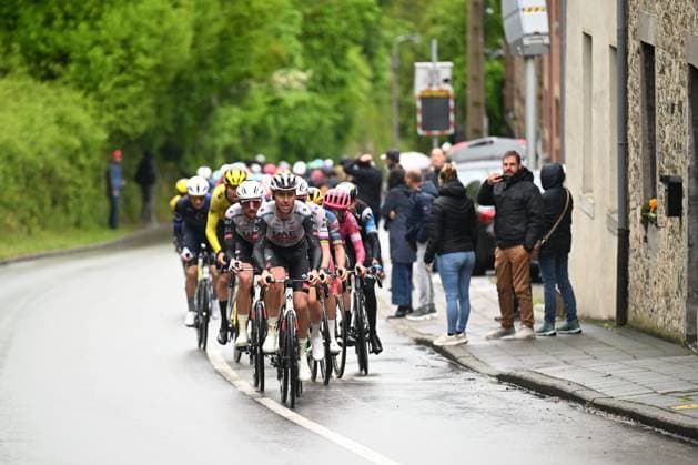 La Fleche Wallonne 2025 cycling race HUY, BELGIUM - APRIL 23 : Rider of UAE Team Emirates - XRG leading the peloton during the Men Elite UCI 1.Pro 89th A.S.O. La Fleche Wallonne cycling race with start in Ciney and finish in Huy (205,2 km) on April 23, 2025 in Huy, Belgium, 23 04 2025 ( Motordriver Guy De Vuyst & Huy Belgium  Copyright: xTomasxSiskx