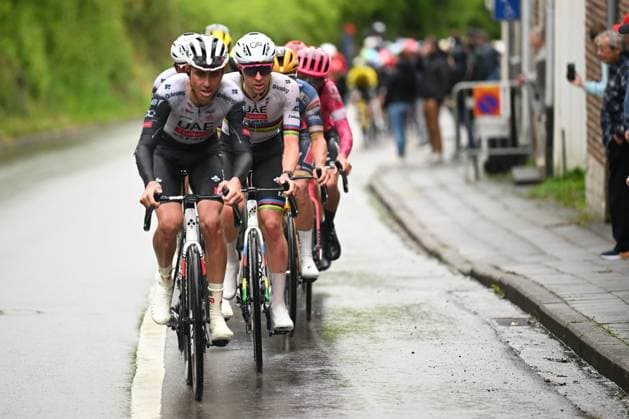 La Fleche Wallonne 2025 cycling race HUY, BELGIUM - APRIL 23 : Pogacar Tadej (SLO) of UAE Team Emirates - XRG in action during the Men Elite UCI 1.Pro 89th A.S.O. La Fleche Wallonne cycling race with start in Ciney and finish in Huy (205,2 km) on April 23, 2025 in Huy, Belgium, 23 04 2025 ( Motordriver Guy De Vuyst & Huy Belgium  Copyright: xTomasxSiskx