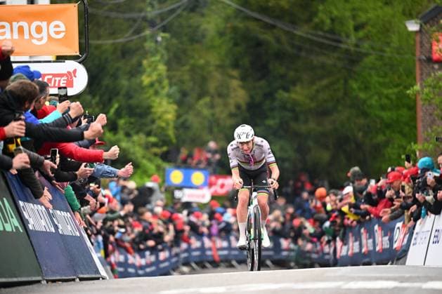 La Fleche Wallonne 2025 cycling race HUY, BELGIUM - APRIL 23 : Pogacar Tadej (SLO) of UAE Team Emirates - XRG at the finish line during the Men Elite UCI 1.Pro 89th A.S.O. La Fleche Wallonne cycling race with start in Ciney and finish in Huy (205,2 km) on April 23, 2025 in Huy, Belgium, 23 04 2025 ( Motordriver Guy De Vuyst & Huy Belgium  Copyright: xTomasxSiskx