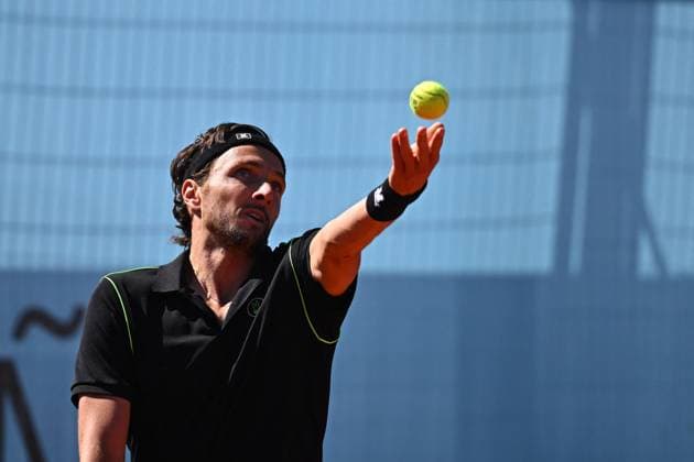 Mutua Madrid Open - First Round Arthur Rinderknech (FRA) during his first round match at the Mutua Madrid Open in Madrid , Spain, on April, 23, 2025. Photo by Corinne Dubreuil ABACAPRESS.COM Madrid Spain  Copyright: xDubreuilxCorinne ABACAx