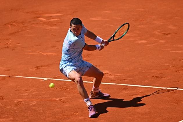 Mutua Madrid Open - First Round Harold Mayot (FRA) during his first round match at the Mutua Madrid Open in Madrid , Spain, on April, 23, 2025. Photo by Corinne Dubreuil ABACAPRESS.COM Madrid Spain  Copyright: xDubreuilxCorinne ABACAx