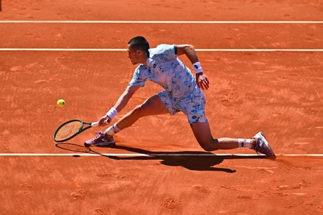Mutua Madrid Open - First Round Harold Mayot (FRA) during his first round match at the Mutua Madrid Open in Madrid , Spain, on April, 23, 2025. Photo by Corinne Dubreuil ABACAPRESS.COM Madrid Spain  Copyright: xDubreuilxCorinne ABACAx