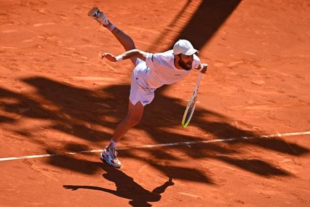 Mutua Madrid Open - First Round Corentin Moutet (FRA) during his first round match at the Mutua Madrid Open in Madrid , Spain, on April, 23, 2025. Photo by Corinne Dubreuil ABACAPRESS.COM Madrid Spain  Copyright: xDubreuilxCorinne ABACAx