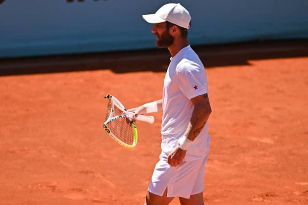Mutua Madrid Open - First Round Corentin Moutet (FRA) during his first round match at the Mutua Madrid Open in Madrid , Spain, on April, 23, 2025. Photo by Corinne Dubreuil ABACAPRESS.COM Madrid Spain  Copyright: xDubreuilxCorinne ABACAx