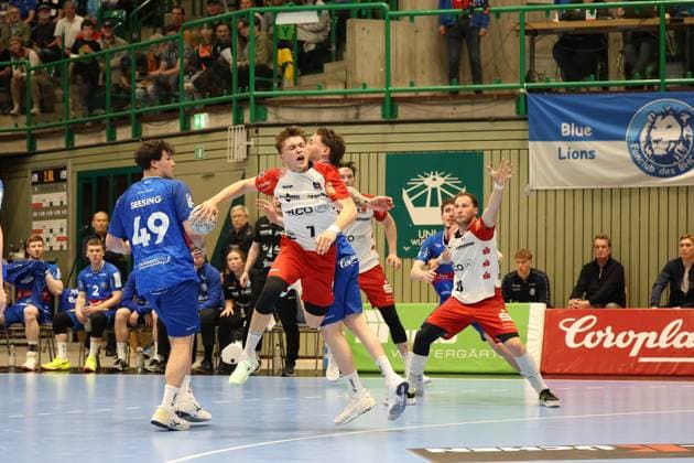 f l Arnor Vidarsson Bergischer HC 17 , Aron Seesing Bergischer HC 49 , Elias Huber HBW Balingen Weilstetten 07 , Elias Scholtes Bergischer HC 04 , Tobias Heinzelmann HBW Balingen Weilstetten 28 Bergischer HC 06 vs HBW Balingen Weilstetten, Handball, 2 HBL, Season 2024 2025, 23 04 2025 Bergischer HC 06 vs HBW Balingen Weilstetten, Handball, 2 HBL, Season 2024 2025, 23 04 2025 Wuppertal Copyright: xEibner-Pressefoto ThomasxStoeckex EP_TSR