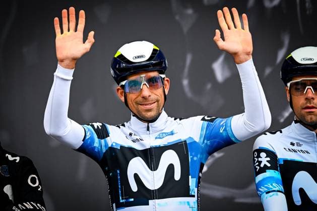 La Fleche Wallonne 2025 cycling race HUY, BELGIUM - APRIL 23 : Oliveira Nelson (POR) of Movistar Team during the Men Elite UCI 1.Pro 89th A.S.O. La Fleche Wallonne cycling race with start in Ciney and finish in Huy (205,2 km) on April 23, 2025 in Huy, Belgium, 23 04 2025 ( Motordriver Guy De Vuyst &  Copyright: xTomasxSiskx