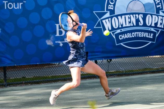 April 23, 2025, Charlottesville, Virginia, United States: Maria Kozyreva of Russia in her first round match in the Boar s Head Resort Womens Open ITF tennis tournament in Charlottesville Virginia. She lost to L. Davis. Charlottesville United States - ZUMAl132 20250423_zap_l132_015 Copyright: xChristopherxLevyx