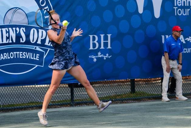 April 23, 2025, Charlottesville, Virginia, United States: Maria Kozyreva of Russia in her first round match in the Boar s Head Resort Womens Open ITF tennis tournament in Charlottesville Virginia. She lost to L. Davis. Charlottesville United States - ZUMAl132 20250423_zap_l132_019 Copyright: xChristopherxLevyx