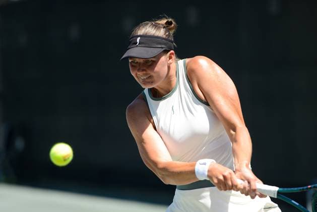 April 23, 2025, Charlottesville, Virginia, United States: Kajsa Rinaldo Perrson of Sweden in her first round match in the Boar s Head Resort Womens Open ITF tennis tournament in Charlottesville Virginia. She lost to C. McNally. Charlottesville United States - ZUMAl132 20250423_zap_l132_026 Copyright: xChristopherxLevyx