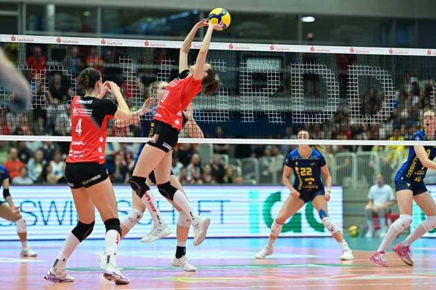 Sarah Straube Dresdner SC, 18 Dresdner SC vs SSC Palmberg Schwerin, 1 Volleyball Bundesliga Women, Season 2024 2025, 23 04 2025 Dresdner SC vs SSC Palmberg Schwerin, 1 Volleyball Bundesliga Women, Season 2024 2025, 23 04 2025 Dresden Copyright: xEibner-Pressefoto xHoepnerx EP_PHR