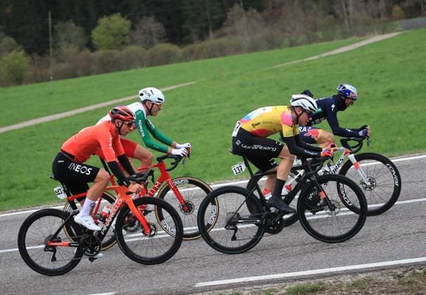 Tour des Alpes 2025 - UCI Cycling Race Tour of the Alps Pierre Teyssot MAXPPP ; Tour des Alpes 2025 - UCI Cycling Race Tour of the Alps. Sillian, Austria on April 24, 2025. Stage 4, 162.7 km from Sillian to Obertilliach. Kim EHeiduk (GER) IGD and Emanuel Zzangerle (GER) in action Pierre Teyssot Maxppp Sillian Sillian Tyrol Austria  Copyright: xMAXPPPxPierrexTeyssotx TPX29801 0814041640st