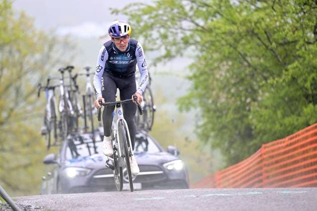 Liege Bastogne Liege 2025 Training 24 04 2025 Liege, Belgium - April 24 : Pidcock Thomas (GBR) GBR of Q36.5 Pro Cycling Team during a training session prior to the 111 edition of Liege Bastogne Liege a cycling race of 252 kms with start in Liege and finish in Liege on April 24, 2025 in Liege, Belgium, 24 04 2025 ( Motordriver Guy De Vuyst - Liege Belgium  Copyright: xSesx