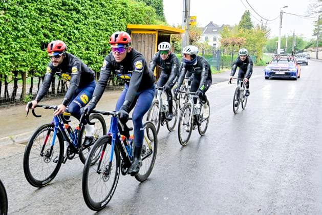 Liege Bastogne Liege 2025 Training 24 04 2025 Liege, Belgium - April 24 : Nys Thibau (BEL) of Lidl - Trek during a training session prior to the 111 edition of Liege Bastogne Liege a cycling race of 252 kms with start in Liege and finish in Liege on April 24, 2025 in Liege, Belgium, 24 04 2025 ( Motordriver Guy De Vuyst - Liege Belgium  Copyright: xSesx