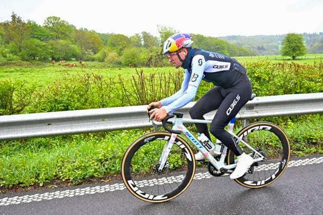 Liege Bastogne Liege 2025 Training 24 04 2025 Liege, Belgium - April 24 : Pidcock Thomas (GBR) GBR of Q36.5 Pro Cycling Team during a training session prior to the 111 edition of Liege Bastogne Liege a cycling race of 252 kms with start in Liege and finish in Liege on April 24, 2025 in Liege, Belgium, 24 04 2025 ( Motordriver Guy De Vuyst - Liege Belgium  Copyright: xSesx