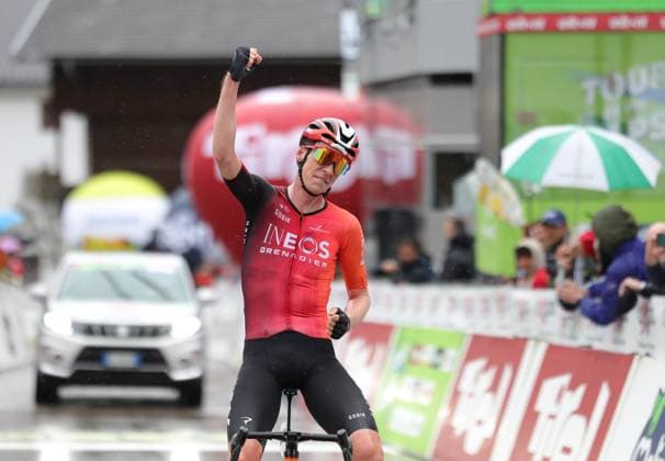 Tour des Alpes 2025 - UCI Cycling Race Tour of the Alps Pierre Teyssot MAXPPP ; Tour des Alpes 2025 - UCI Cycling Race Tour of the Alps. Obertilliach, Austria on April 24, 2025. Stage 4, 162.7 km from Sillian to Obertilliach. Thymen Arensman (NED) Ineos wins the stage and is the new leader. Thymen Arensman (NED) Ineos Pierre Teyssot Maxppp Obertilliach Obertilliach Tyrol Austria  Copyright: xMAXPPPxPierrexTeyssotx TEP64461 TEP64461