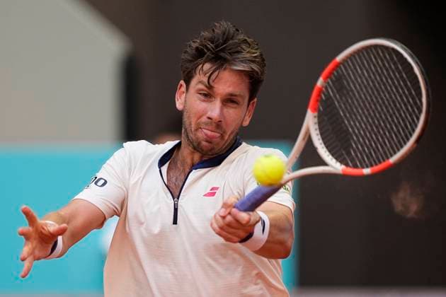 April 24, 2025, Madrid, Madrid, Spain: Cameron Norrie of Great Britain in action against Martin Landaluce of Spain during the Mutua Madrid Open 2025, ATP, Tennis Herren Masters 1000 and WTA, Tennis Damen 1000 tennis tournament, celebrated at Caja Magica on April 24, 2025 in Madrid, Spain. Madrid Spain - ZUMAa181 20250424_zaa_a181_282 Copyright: xOscarxJ.xBarrosox