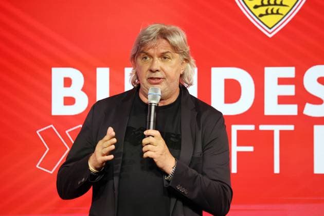 24 04 25 Talk Format Bundesliga meets Basis Germany, Stuttgart, 24 04 2025, Football, Bundesliga, VfB Stuttgart, Talk Format Bundesliga meets Basis Ronny Zimmermann First Vice President DFB